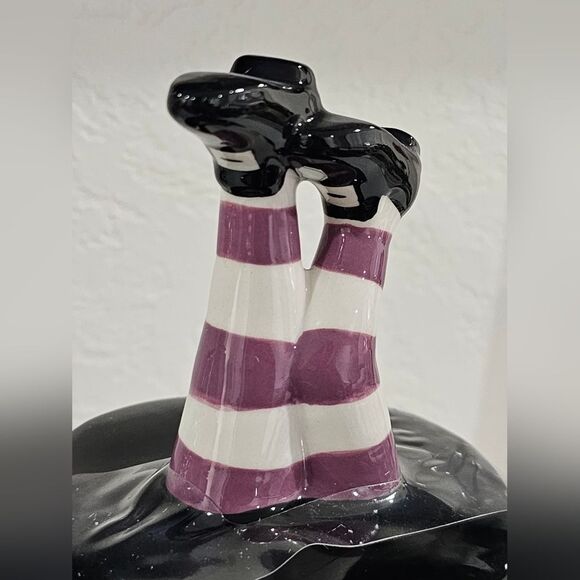 Witch Mug Rae Dunn Mug Black Ceramic DRINK UP WITCHES with Witch legs Topper lid - Picture 5 of 7